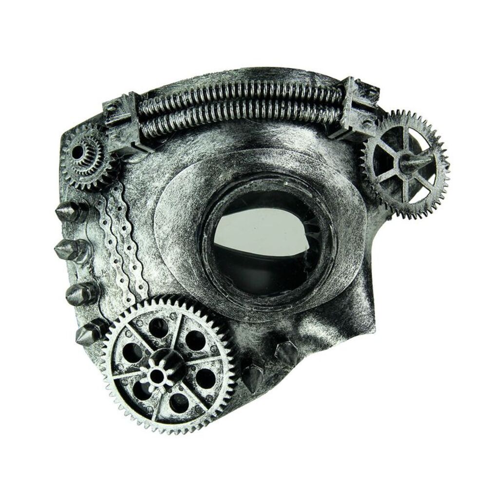 Metallic Silver One Eye Steampunk Phantom Mask